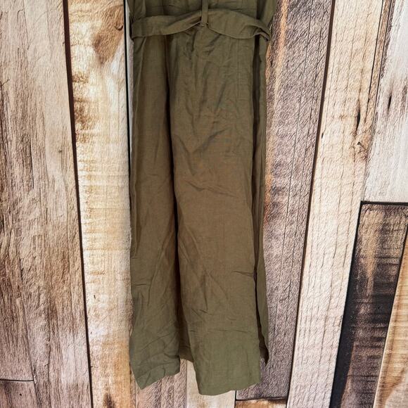 Rails Dress Clement Button-Front Belted Midi Linen Blend Green Minimalist S NWT - Picture 6 of 12